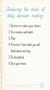 6 steps for reducing the drain of daily decision making
